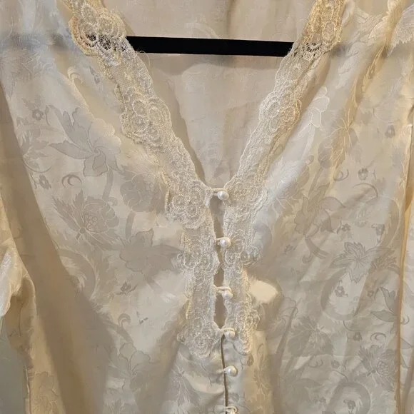 Vintage Victoria's Secret Ivory Pajama Top - Picture 2 of 6
